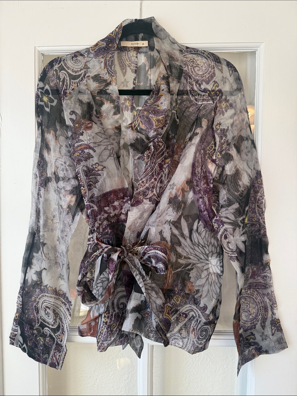 Etro Sheer 100% Silk Tye Top
